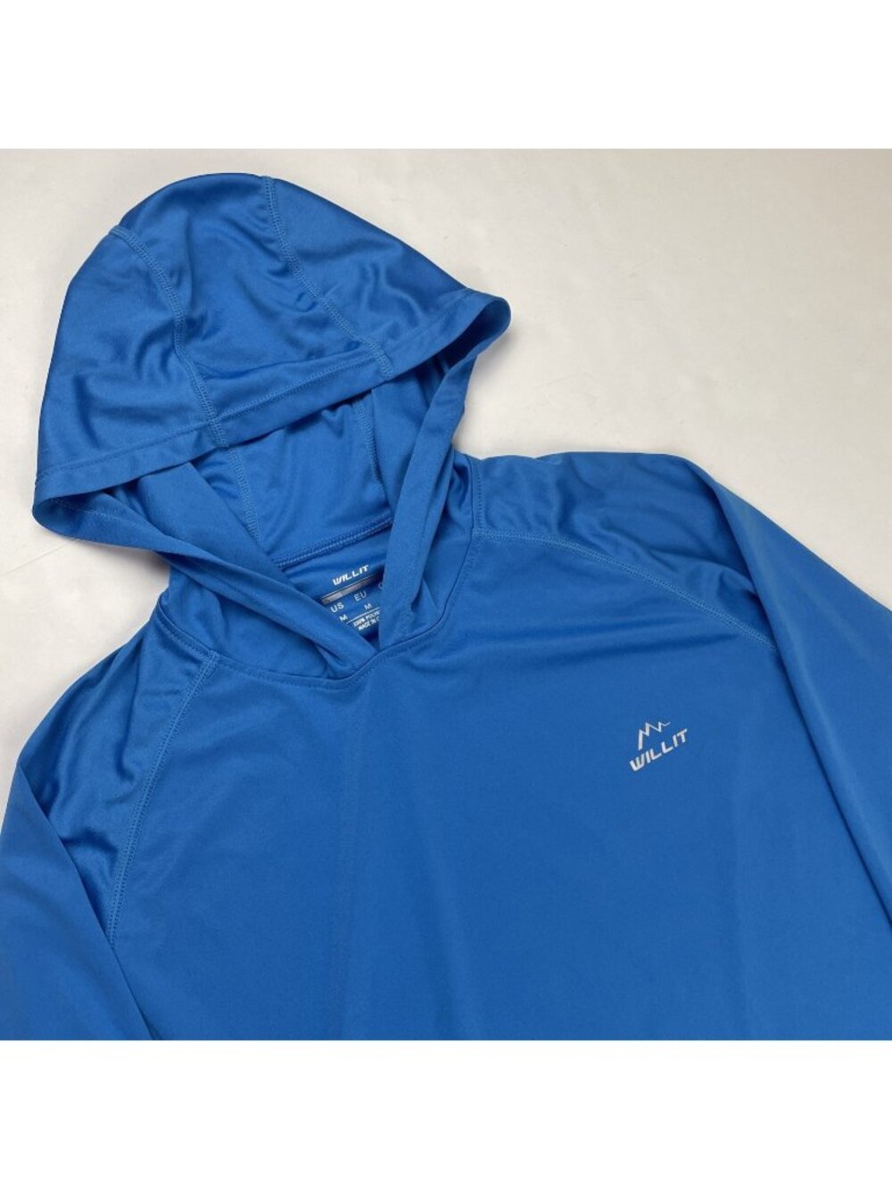 Willit Hooded Active T-Shirt Men’s M Long Sleeve UPF 50+ Sun Protection Blue